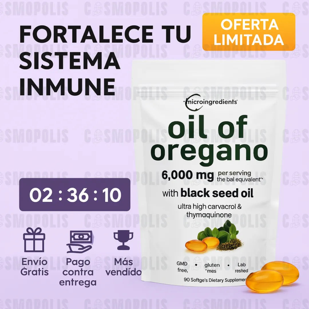 Aceite de Orégano + Comino Negro. 90 Cápsulas Blandas