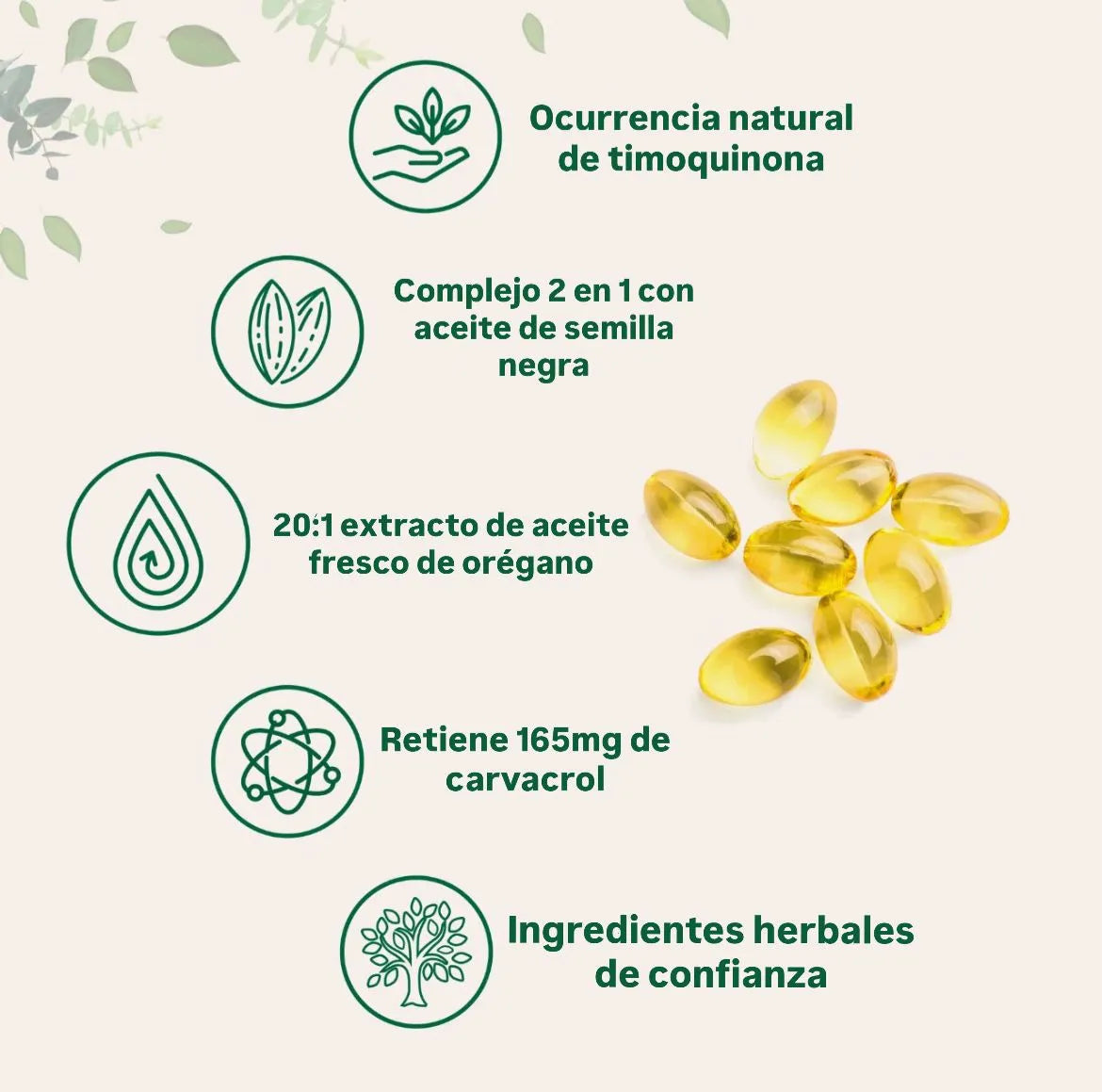 Aceite de Orégano + Comino Negro. 90 Cápsulas Blandas